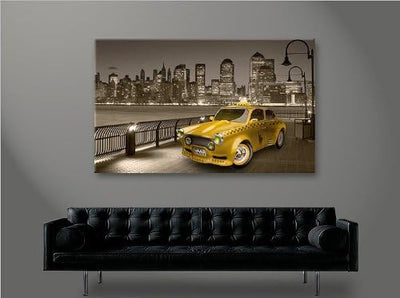 islandburner Bild Bilder auf Leinwand Trabi 1p Yellow Cab New York XXL Poster Leinwandbild Wandbild