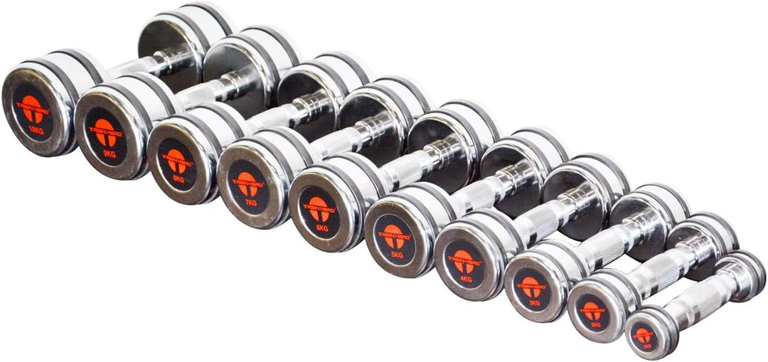 Chrom Hantel Kurzhantel Set Studio Qualität mit Gummiring 1-10 kg/Hantelständer Hantelablage 2 x 8,0