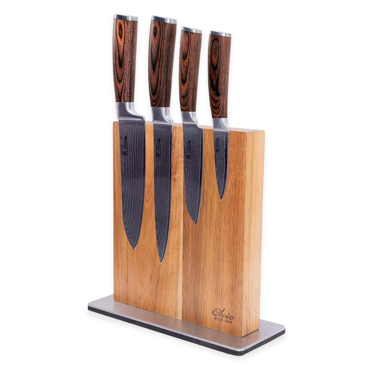 Wakoli Edib 4er Damastmesser-Set mit Klingenlängen von 8,50cm bis 18,00cm extrem scharf aus 67 Lagen