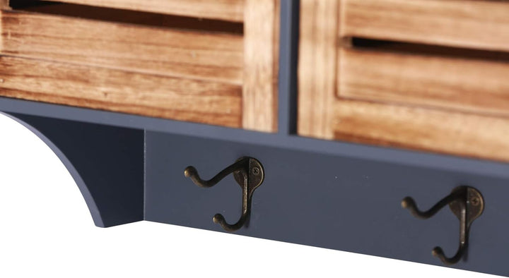 Woodkings® Wandregal Kansas Holz mit Ablage Schubladen und Haken Wandboard Badmöbel Badezimmermöbel