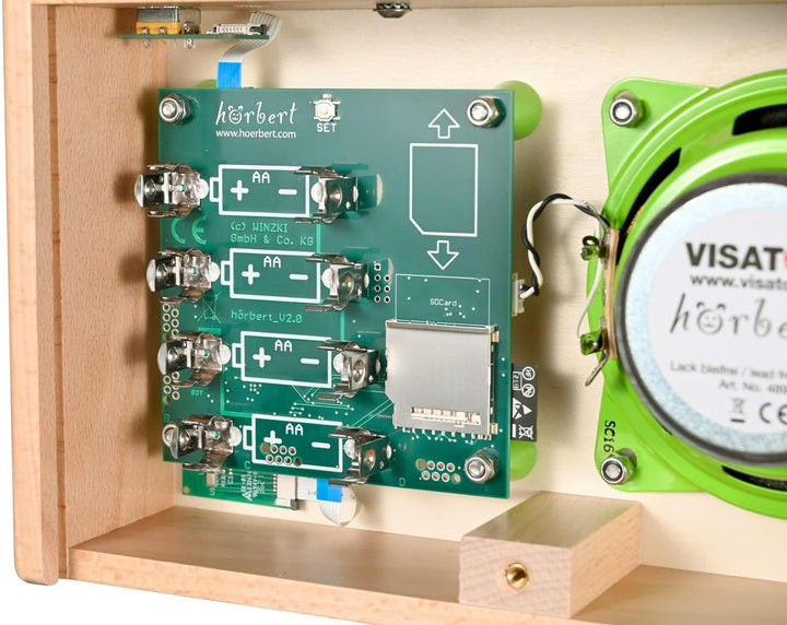hörbert - Musikbox für Kinder. MP3-Player aus Holz mit 9 Playlists. Inklusive Mikrofon, Internet-Rad