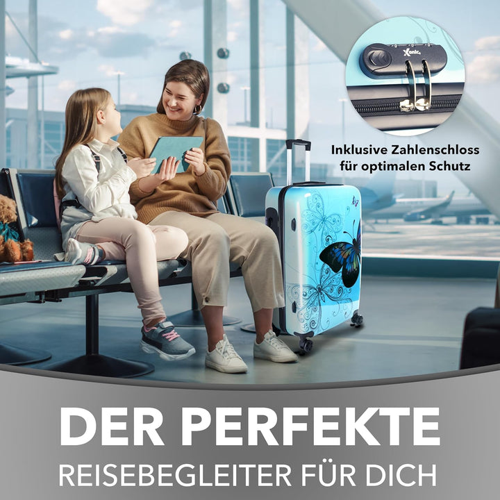 Xonic Design Reisekoffer - Hartschalen-Koffer mit 360° Leichtlauf-Rollen - hochwertiger Trolley mit