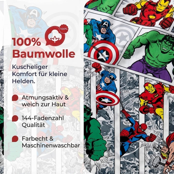 Marvel Comics Comic Cool 100% Baumwolle Kinderbettwäsche-Set 135x200 cm Einzelbettgrösse - Bettbezug