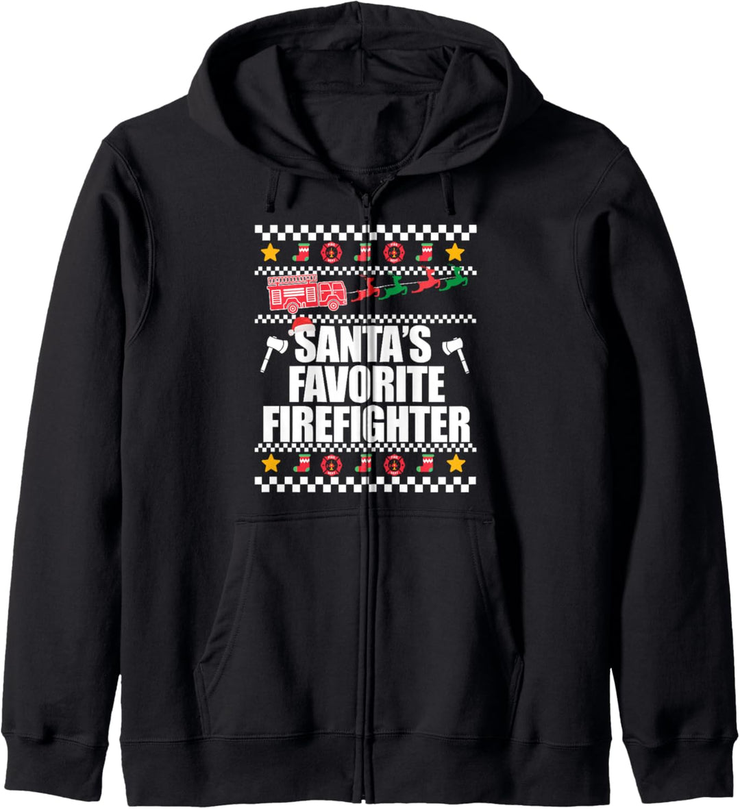 SANTA'S LIEBLING FIREFIGHTER Ugly Christmas Sweater Meme Kapuzenjacke