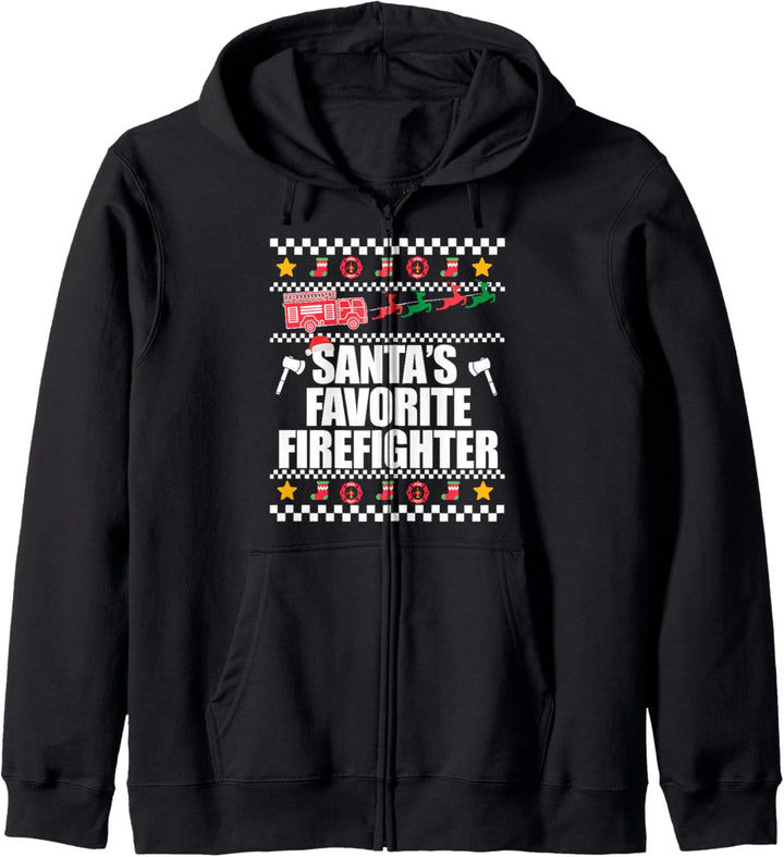 SANTA'S LIEBLING FIREFIGHTER Ugly Christmas Sweater Meme Kapuzenjacke