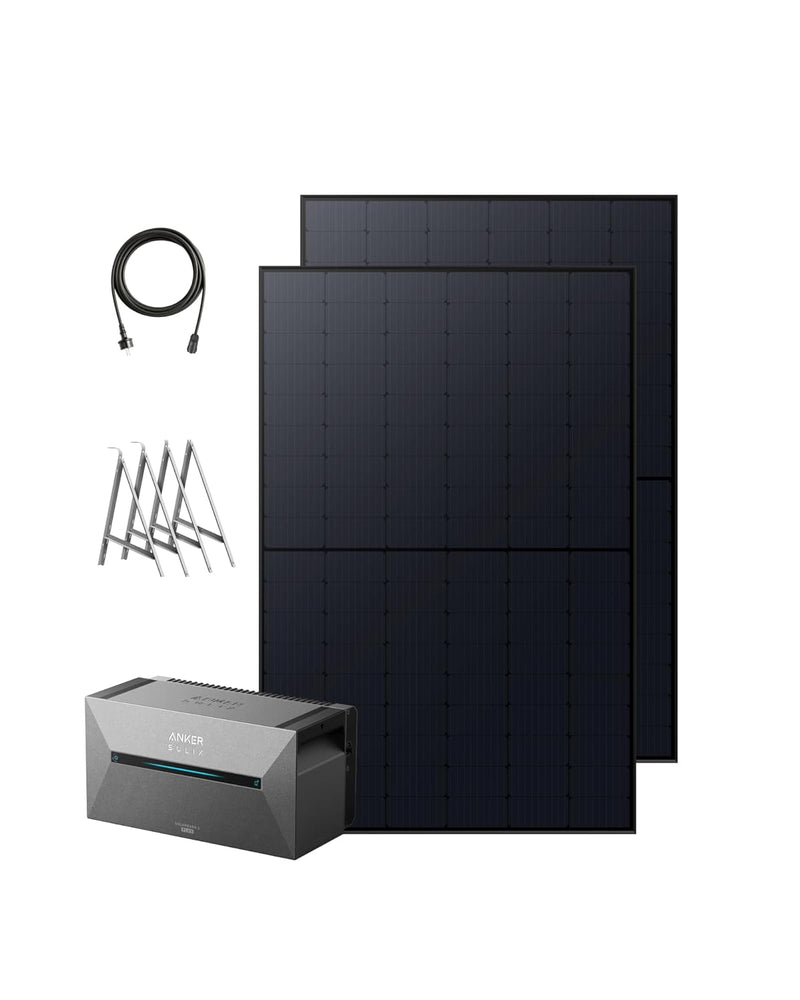 Anker SOLIX Balkonkraftwerk mit Speicher (820W | 1600Wh), Solarbank 2 E1600 Plus (1600Wh), 2× RS40B