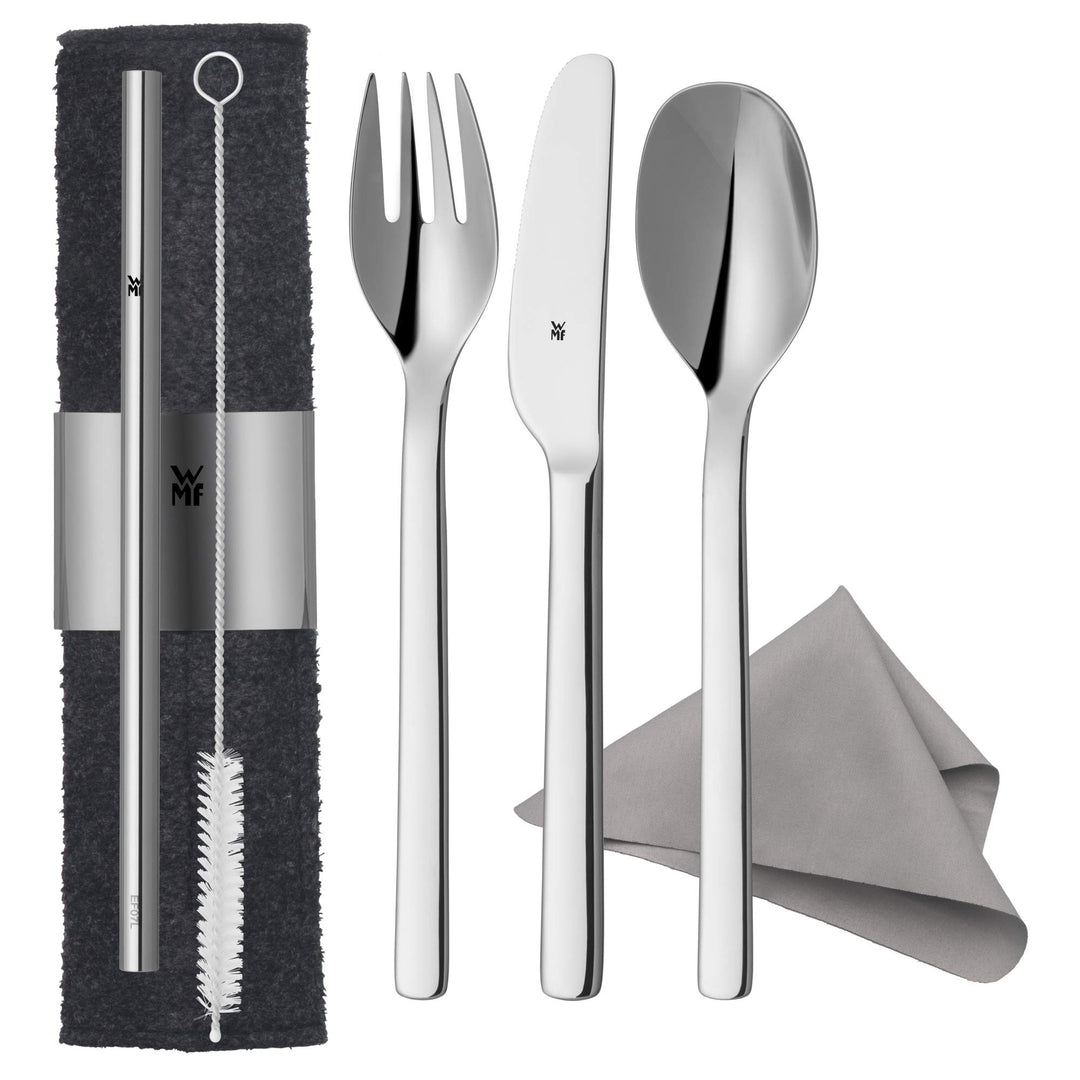 WMF my2Go Besteck Set 8-teilig, Outdoor Reisebesteck, Campingbesteck mit Etui, Wanderbesteck umweltf