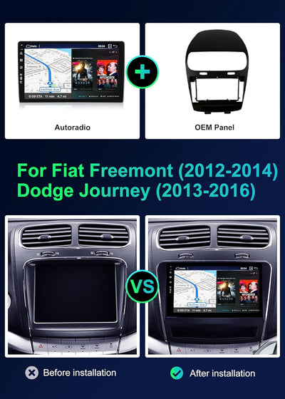 SXAUTO ¦ 8G+256G ¦ Android 12 IPS Autoradio für Fiat Freemont Dodge Journey Leap (2012-2020) - Einge