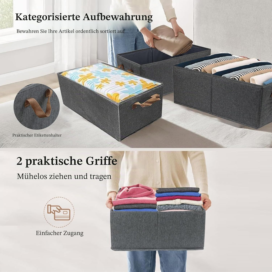 Aufbewahrungskörbe, zusammenklappbare Aufbewahrungsbox, 4 Stück, Stoff-Kleiderschrank-Organizer mit