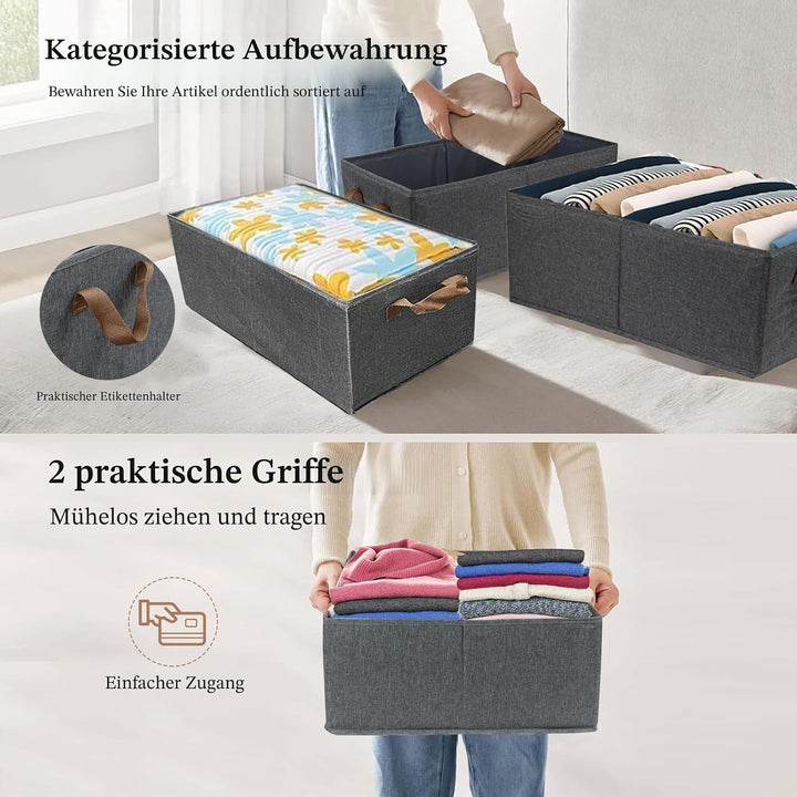 Aufbewahrungskörbe, zusammenklappbare Aufbewahrungsbox, 4 Stück, Stoff-Kleiderschrank-Organizer mit