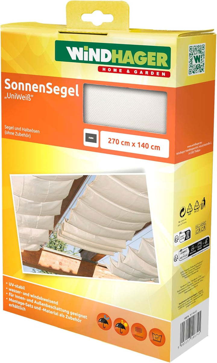 Windhager Sonnensegel für Seilspanntechnik, Wintergarten und Terrassen Beschattung, Seilspannmarkise