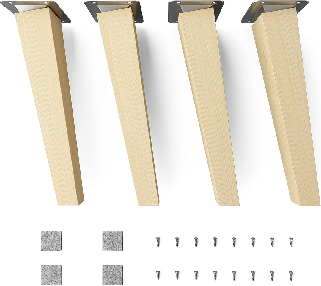 sossai® Holz-Möbelfüsse - Clif Square | Natur (unbehandelt) | Höhe: 25 cm | HMF4 | eckig, konisch (s