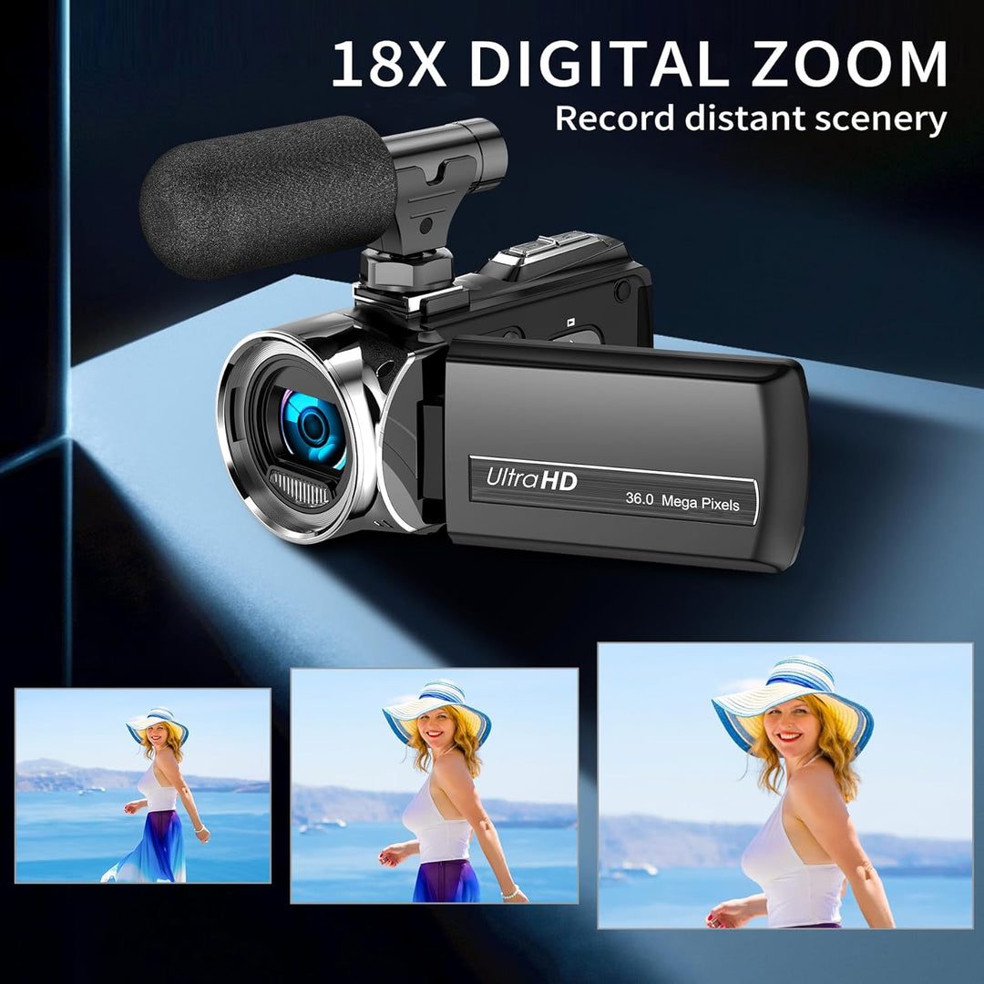 Caméscope vidéo 4K 36 MP Vlogging Caméra Pour Appareil Photo numérique YouTube 30 FPS 3,0 '' 270 ° A