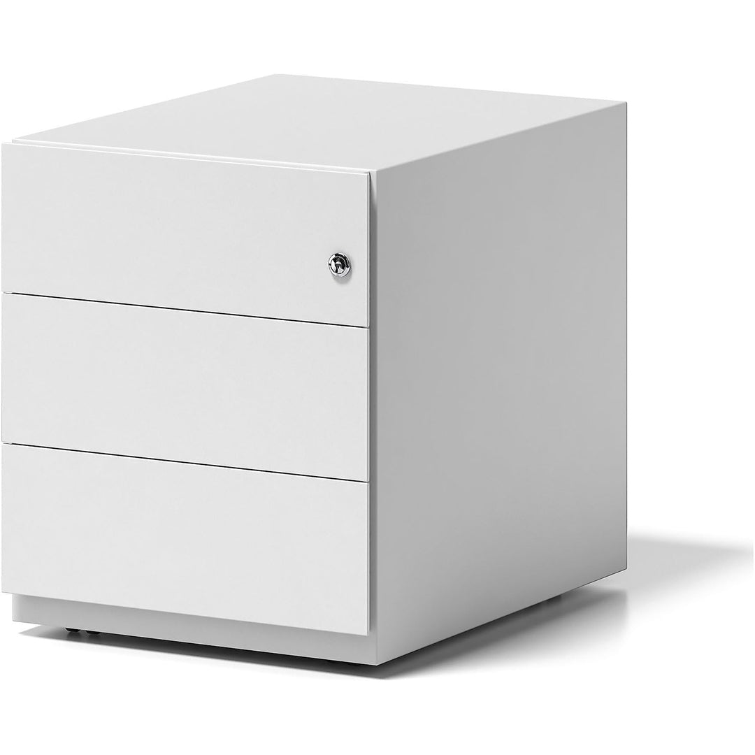 BISLEY Rollcontainer Note mit Griffleiste, 3 Universalschubladen, Metall, 696 Verkehrsweiss, 56.5 x