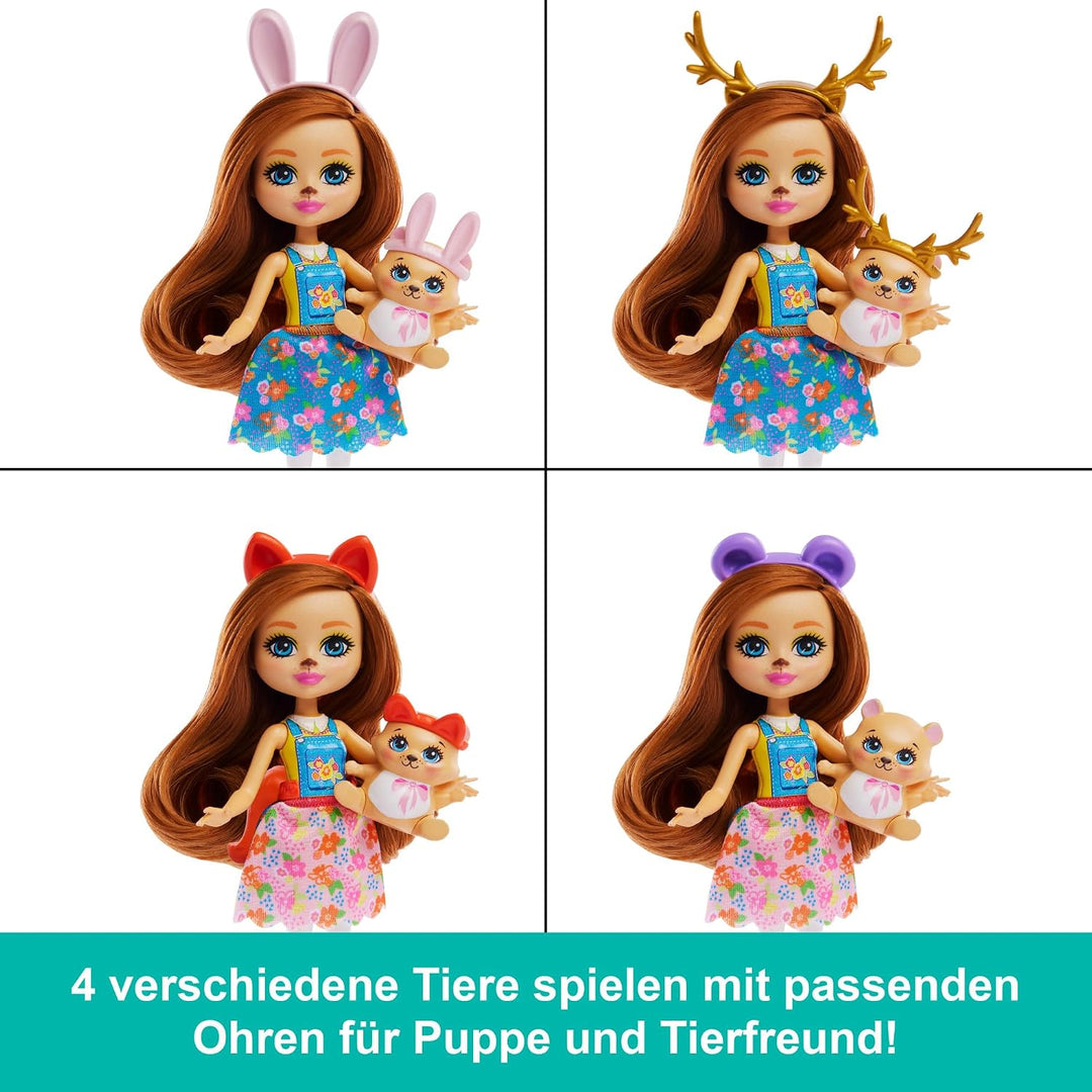 Enchantimals-Freundschaftsspielhaus, Puppenhaus mit Möbeln, 1 Puppe und Haustierfreund, Tierspielzeu