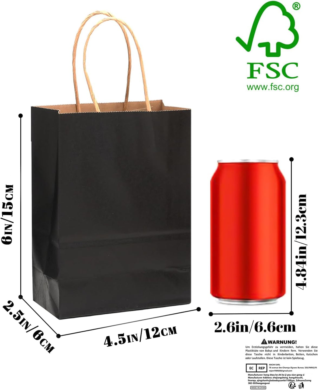 Gcardist 50 Stück Mini-Geschenktüten Schwarz-Geschenktüten aus Papier mit Henkeln–Tasche Partygesche