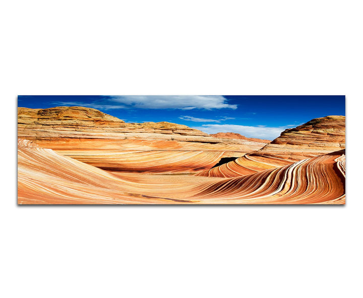 Paul Sinus Art Panoramabild auf Leinwand und Keilrahmen 150x50cm Arizona Felsen Steinwelle Himmel