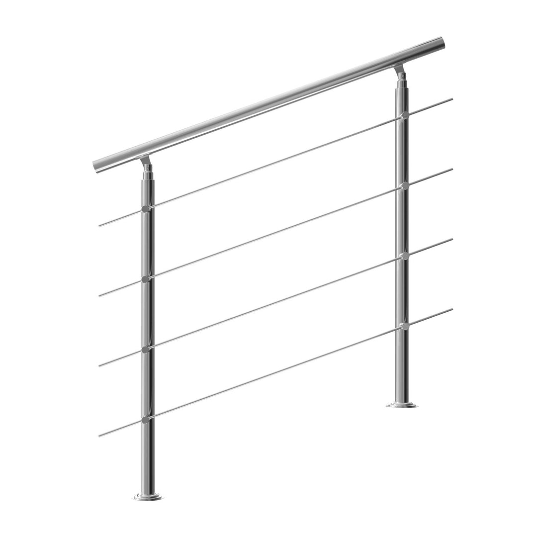 MONZANA® Treppengeländer Edelstahl Pflegeleicht 120cm mit 4 Querstreben Innen und Aussen Handlauf Ge