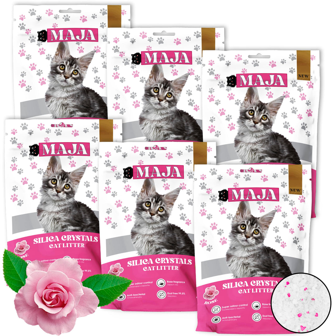 GLOBANI Silikat Katzenstreu mit Rosenduft - 100% Natürliches, Bio, Premium Silica Gel Katzenstreu, A
