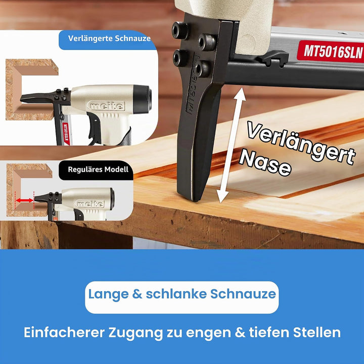 meite MT5016SLN Polsterheftgerät 20 Gauge 1/2 Zoll Krone 1/4 Zoll bis 5/8 Zoll Länge pneumatischer L