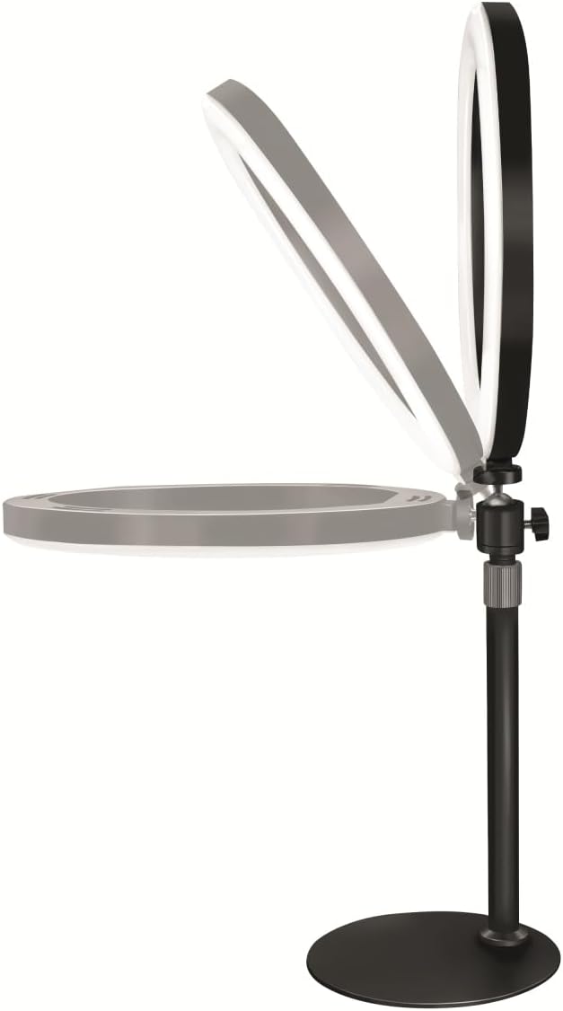 LogiLink AA0152 - LED Ringlicht/Ring Light (Ø 25 cm) mit Smartphone Halterung, 3-Farbmodi (natürlich