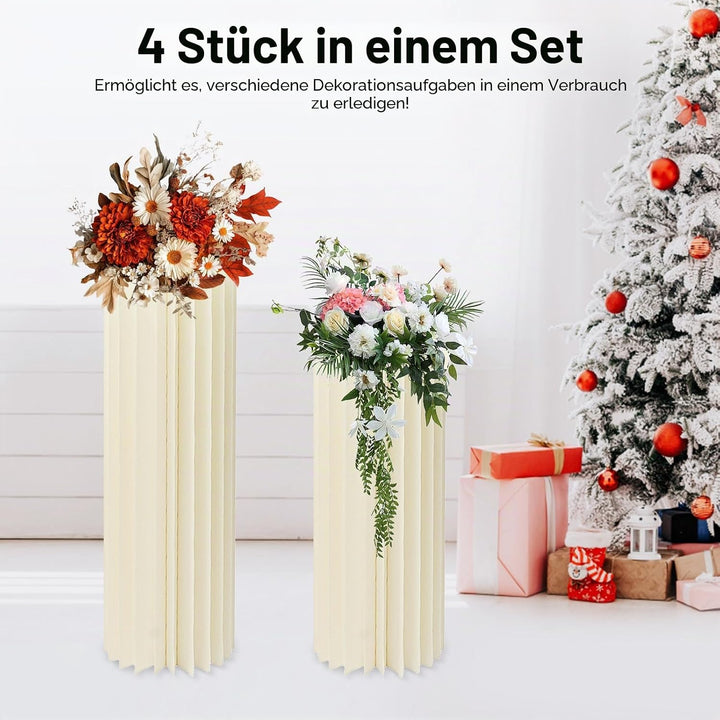 MccoMMon 4er-Pack Blumenständer mit zylindrischer Basis, Faltbarer Dekosäule,Blumensäule für Hochzei