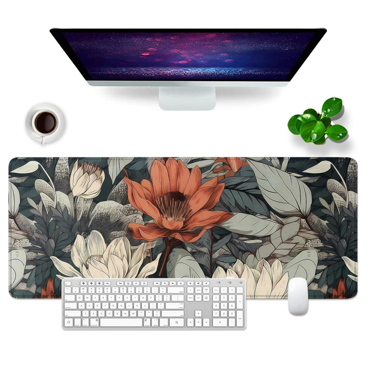 Schreibtischunterlage xl Mauspad Blumen 80x30 cm Gross Gaming Mousepad PC Professionelle Gamer Mausp