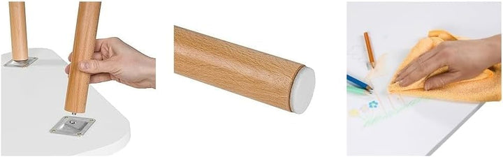 PlayPals Beistelltisch Weiss Rund 40 cm – Kleiner Couchtisch Skandinavisch, Wohnzimmertisch Holzbein