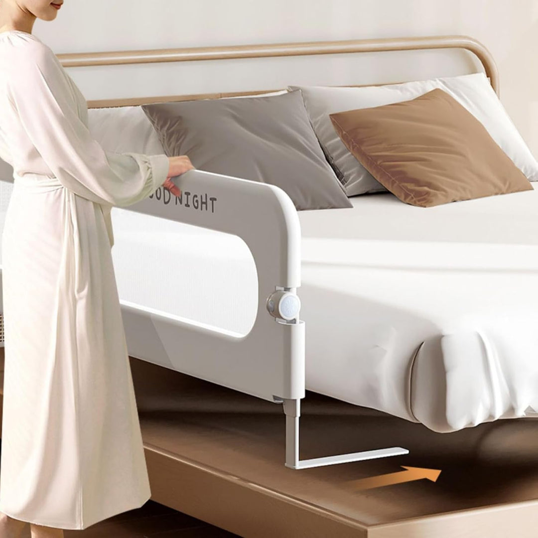 Bettgitter, 200 cm Bettschutzgitter für Kinder, Rausfallschutz Bett, Klappbar, Tragbar, Drop Proof T