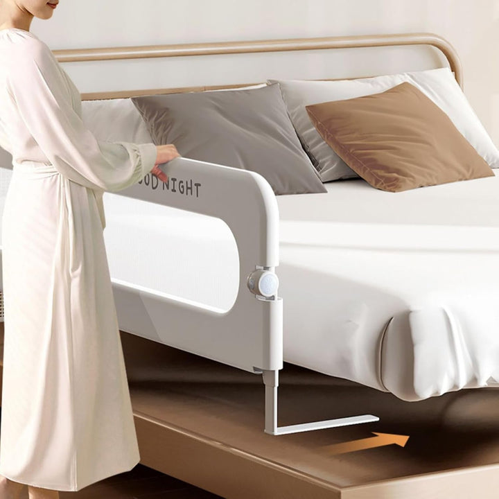 Bettgitter, 200 cm Bettschutzgitter für Kinder, Rausfallschutz Bett, Klappbar, Tragbar, Drop Proof T