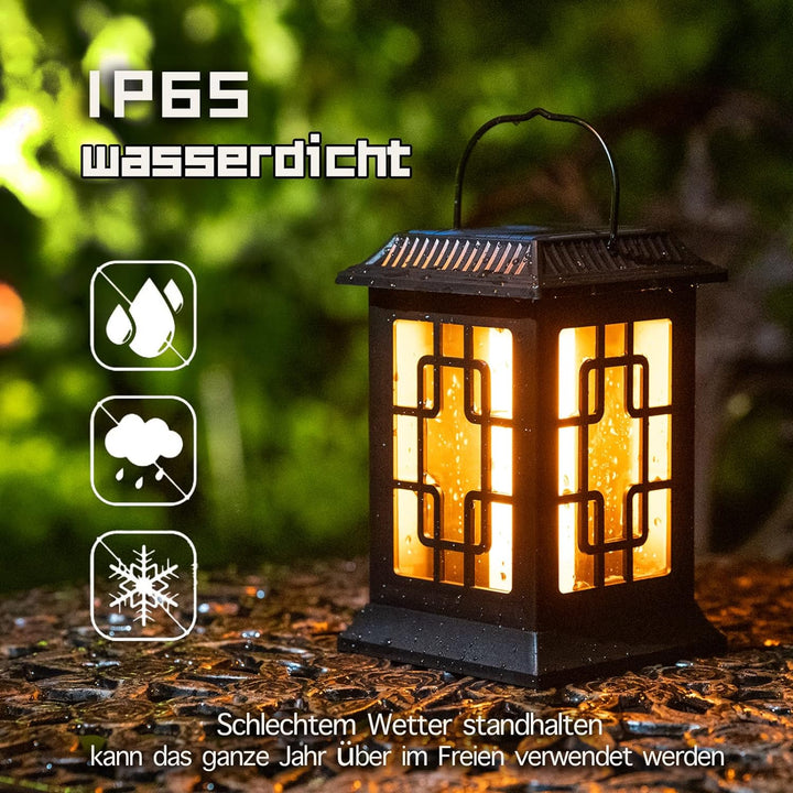 Solar Laterne für Draussen Gross LED Solarlampen With Two Working Modes Flackernde Flammen-Effekt/Wa