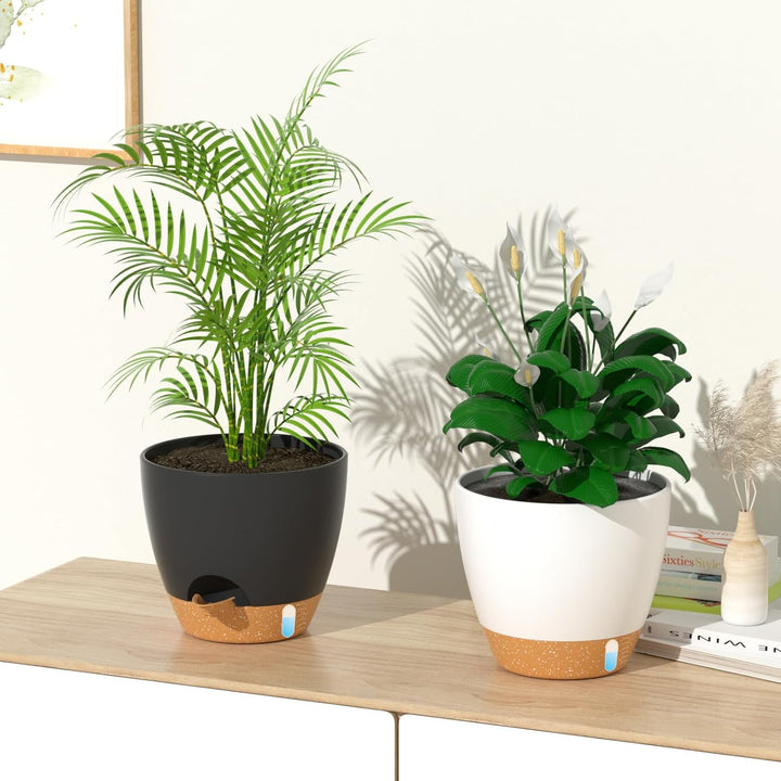 ZMTECH 25 cm Pflanztöpfe mit Bewässerungslippe Selbstbewässernde Pflanztöpfe mit Abflusslöchern und