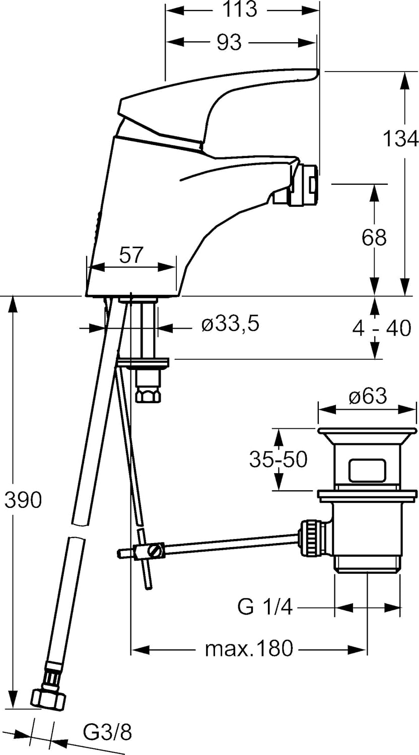 Hansa 1063283 Hansamix Bidet Armatur, Chrom