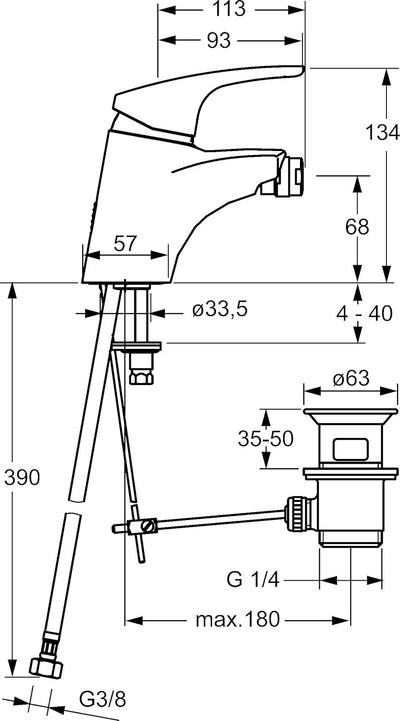 Hansa 1063283 Hansamix Bidet Armatur, Chrom