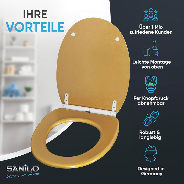 Sanilo WC Sitz mit Absenkautomatik, viele neue Toilettendeckel zur Auswahl, hochwertige Oberfläche,
