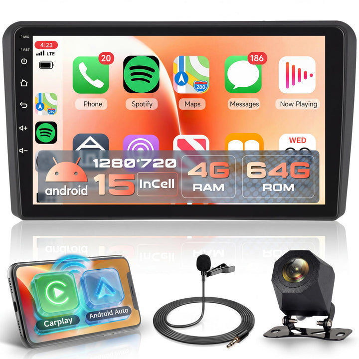 Rimoody 4G+64G Android Autoradio für Audi A3 S3 RS3 8P 8VS 8PA Wireless Carplay Android Auto, 9 Zoll