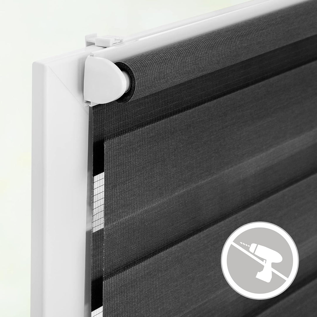 Lichtblick Doppelrollo Klemmfix ohne Bohren, Streifen, Blickdicht, Klemmträger-Montage, Sichtschutz,
