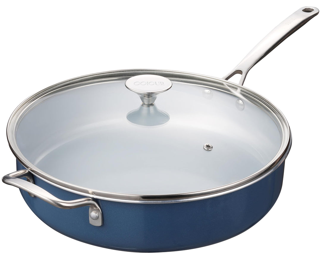 Bratpfanne 30cm，Pfanne mit Deckel Antihaft-Keramikpfanne, Induktion mit Edelstahlgriff und Deckel PT
