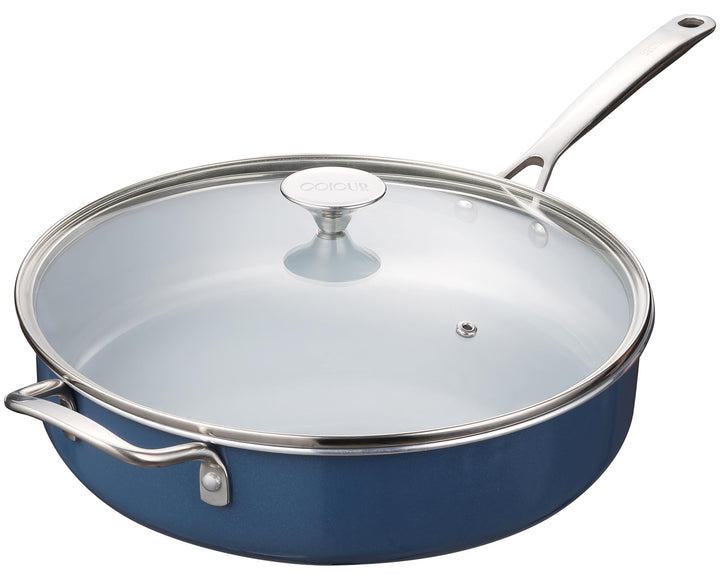 Bratpfanne 30cm，Pfanne mit Deckel Antihaft-Keramikpfanne, Induktion mit Edelstahlgriff und Deckel PT