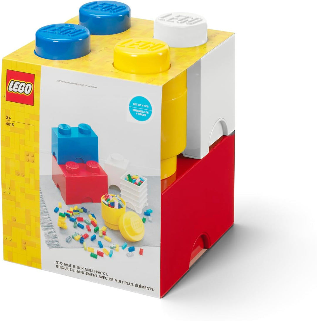LEGO Aufbewahrungsstein Multi-Pack L, Stapelbare Aufbewahrungsboxen, 4er-Set Mehrfarbig Single, Mehr