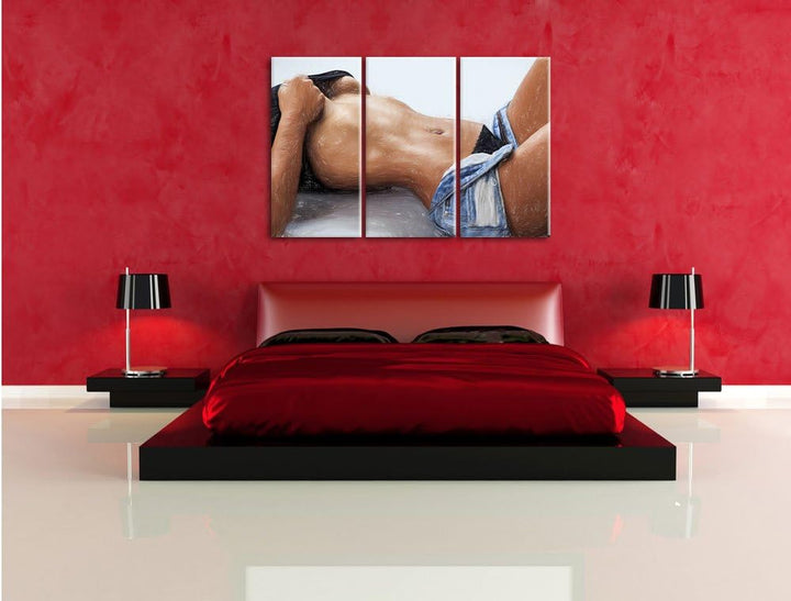 Pixxprint Sexy Frau mit schönem Körper als Leinwandbild/Grösse: 3 Teilig (120x80) cm/Wandbild/Kunstd