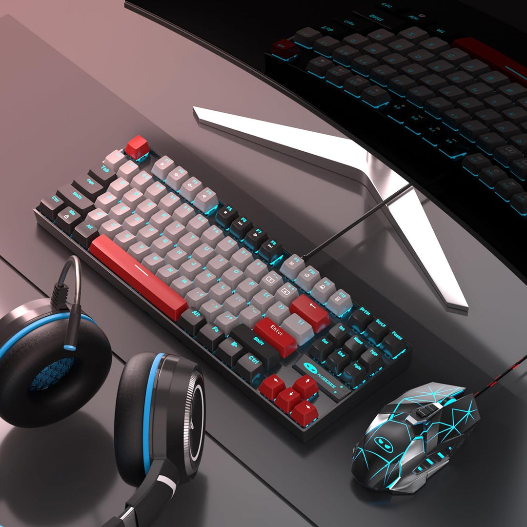 MageGee 75% Mechanische Gaming-Tastatur mit blauem Schalter, LED-Tastatur mit blauer Hintergrundbele