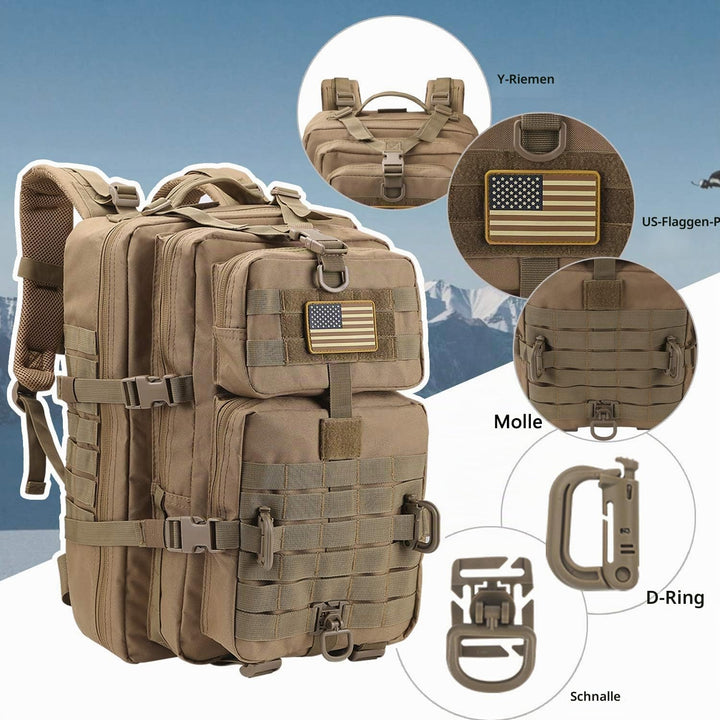 Hannibal Tactical 40L Militär Taktischer Rucksack US Cooper Rucksack Armee Assault Pack 3 Tage Bug O
