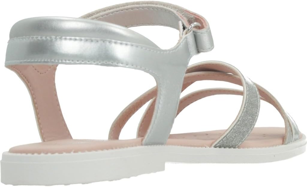 Geox Mädchen J Karly Girl Sandal 24 EU Silber, 24 EU Silber