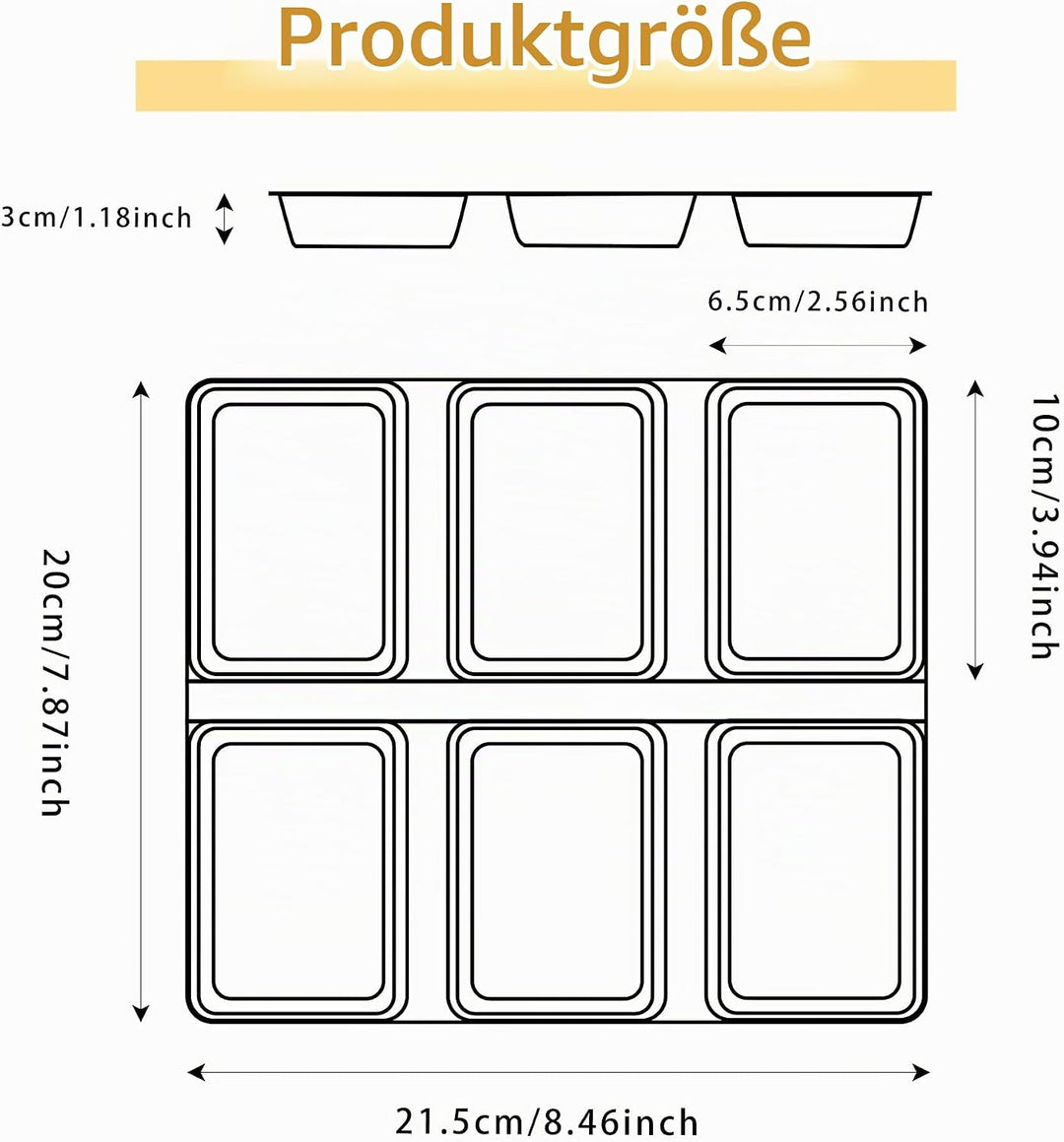 Mini-Kastenformen mit 6 Vertiefungen, antihaftbeschichtete quadratische Brotbackform, Brownie-Backbl