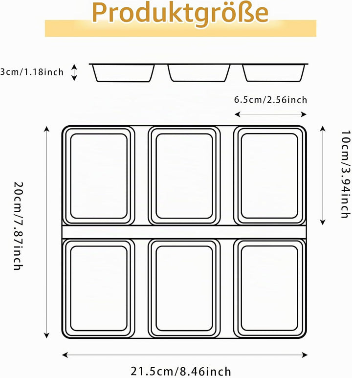 Mini-Kastenformen mit 6 Vertiefungen, antihaftbeschichtete quadratische Brotbackform, Brownie-Backbl