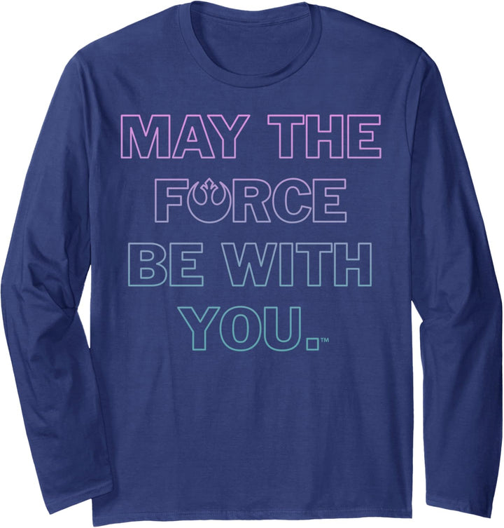 Star Wars May The Force Be With You Ombre Block Text Langarmshirt