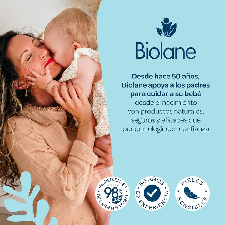 Biolane Reinwasser-Tücher, 384 Tücher (8 Packungen mit 48 Stück), 99% gereinigtes Wasser, nur 4 Zuta