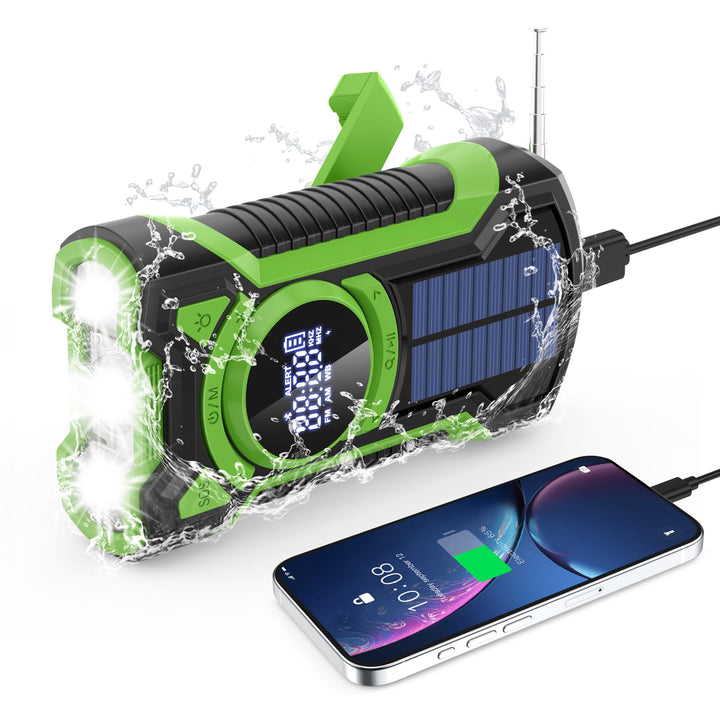 5000 mAh Notfallradio, Wasserdichtes Solar Radio mit Bluetooth, Aufladbares Powerbank Radio, Handkur