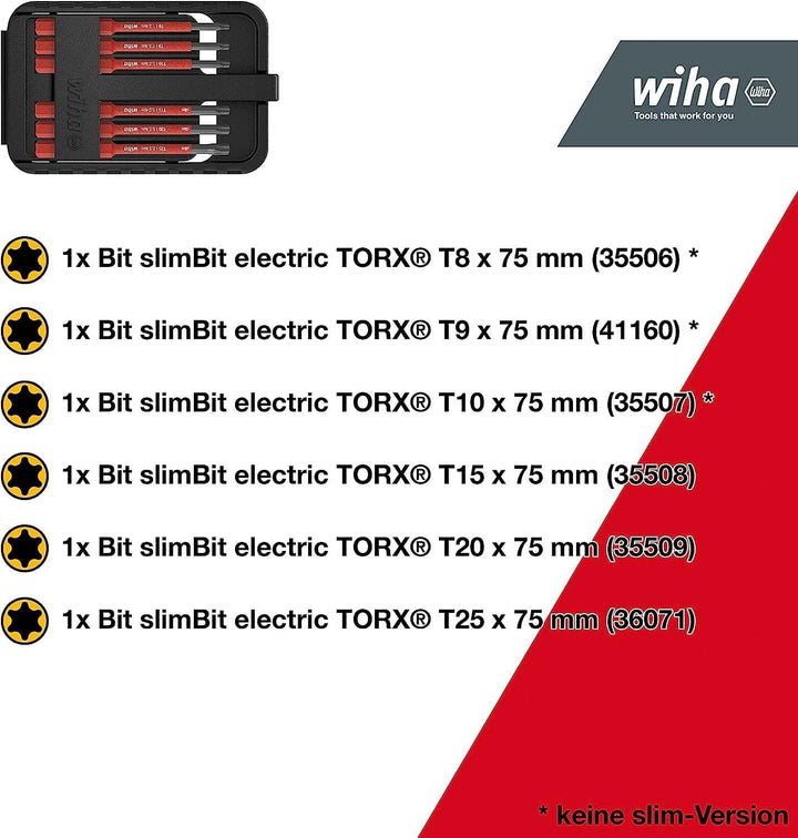 Wiha Bit Set slimBit electric TORX® 6-tlg. I inkl. slimBit-Box I flexibel, kompakt, mobil I VDE gepr